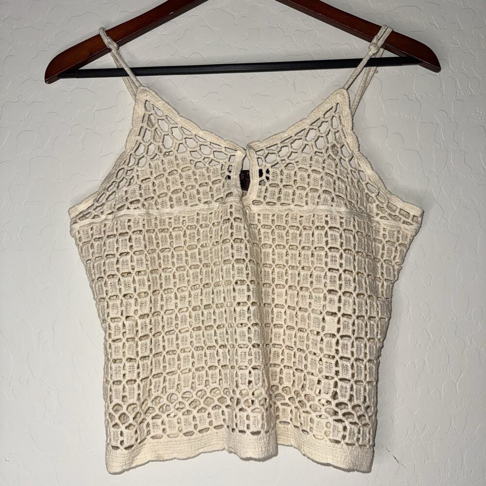 It’s Pink Juniors Woven Tank Top Cotton Ivory Y2K Retro Summer Size Small